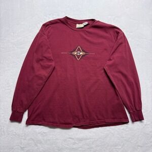 Vintage Y2K American Eagle Outfitters Burgundy Long Sleeve Cotton T Shirt Size L